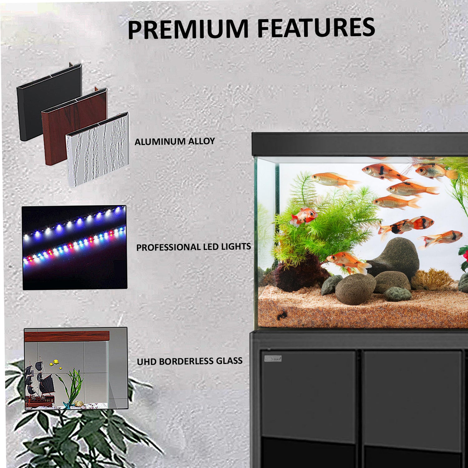 Aqua Dream 135 Gallon Tempered Glass Aquarium Black