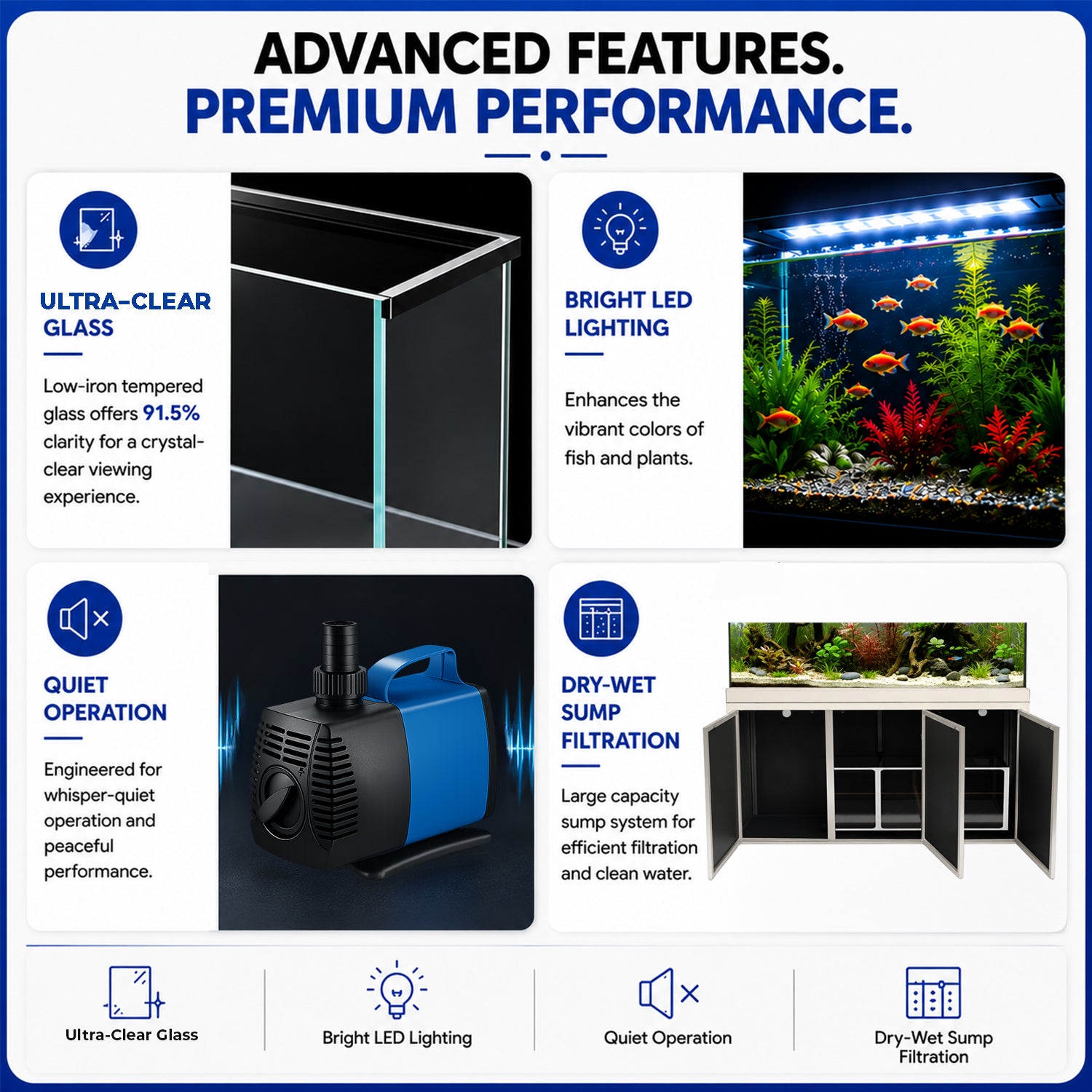 Aqua Dream 145 Gallon Tempered Glass Aquarium Silver Edition