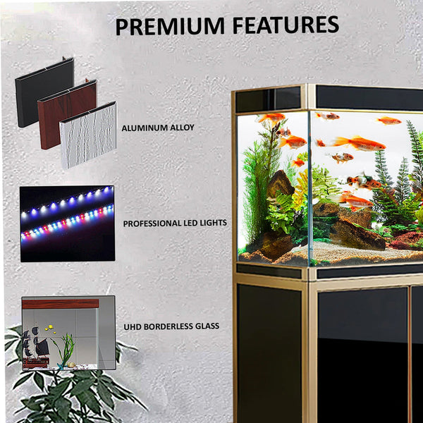 Acuario Aqua Dream Fish Tank de 220 galones de vidrio templado negro y dorado