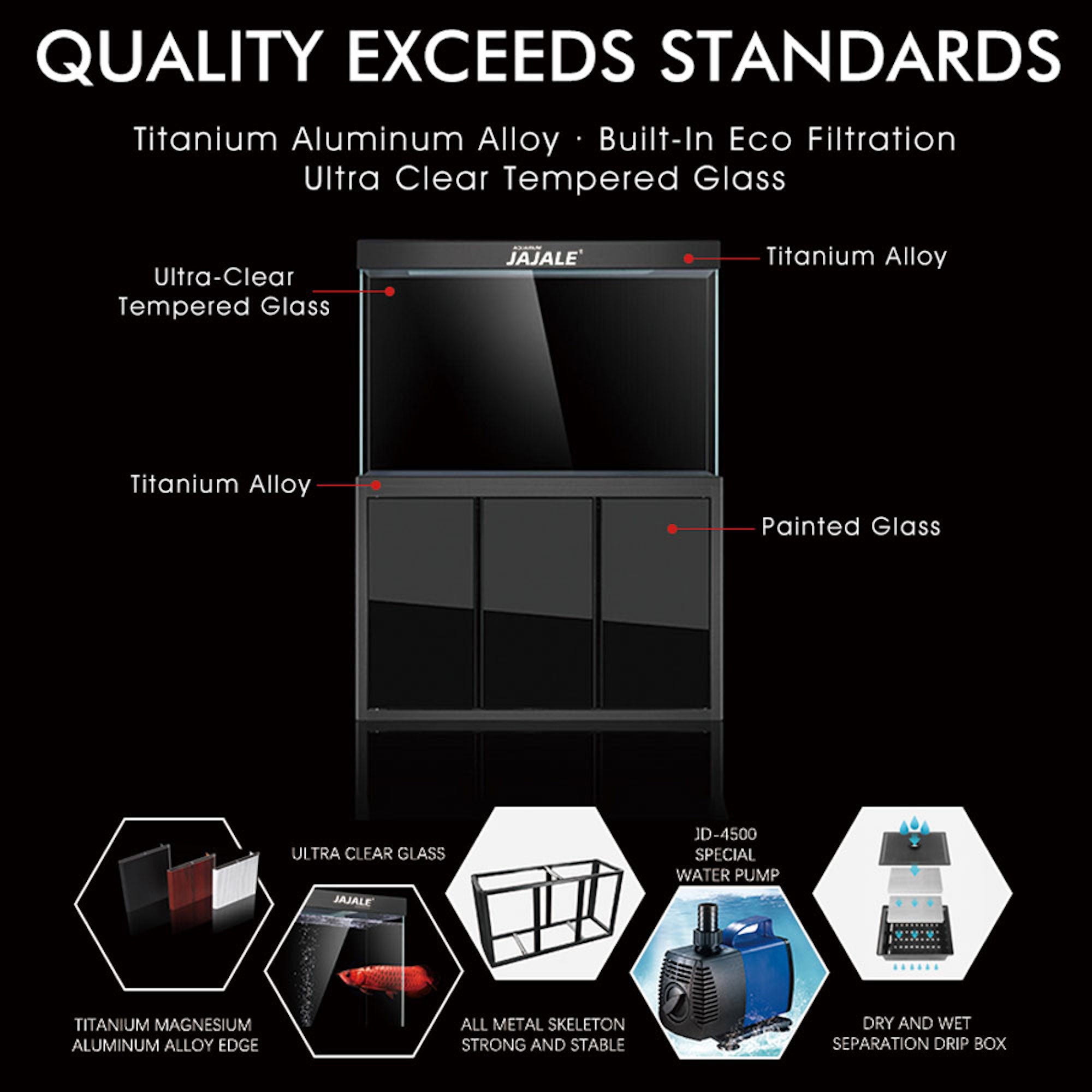 Aqua Dream 200 Gallon Tempered Glass Aquarium Redwood
