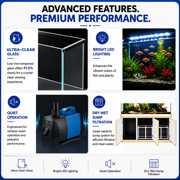 Aqua Dream 175 Gallon Tempered Glass Aquarium White and Gold