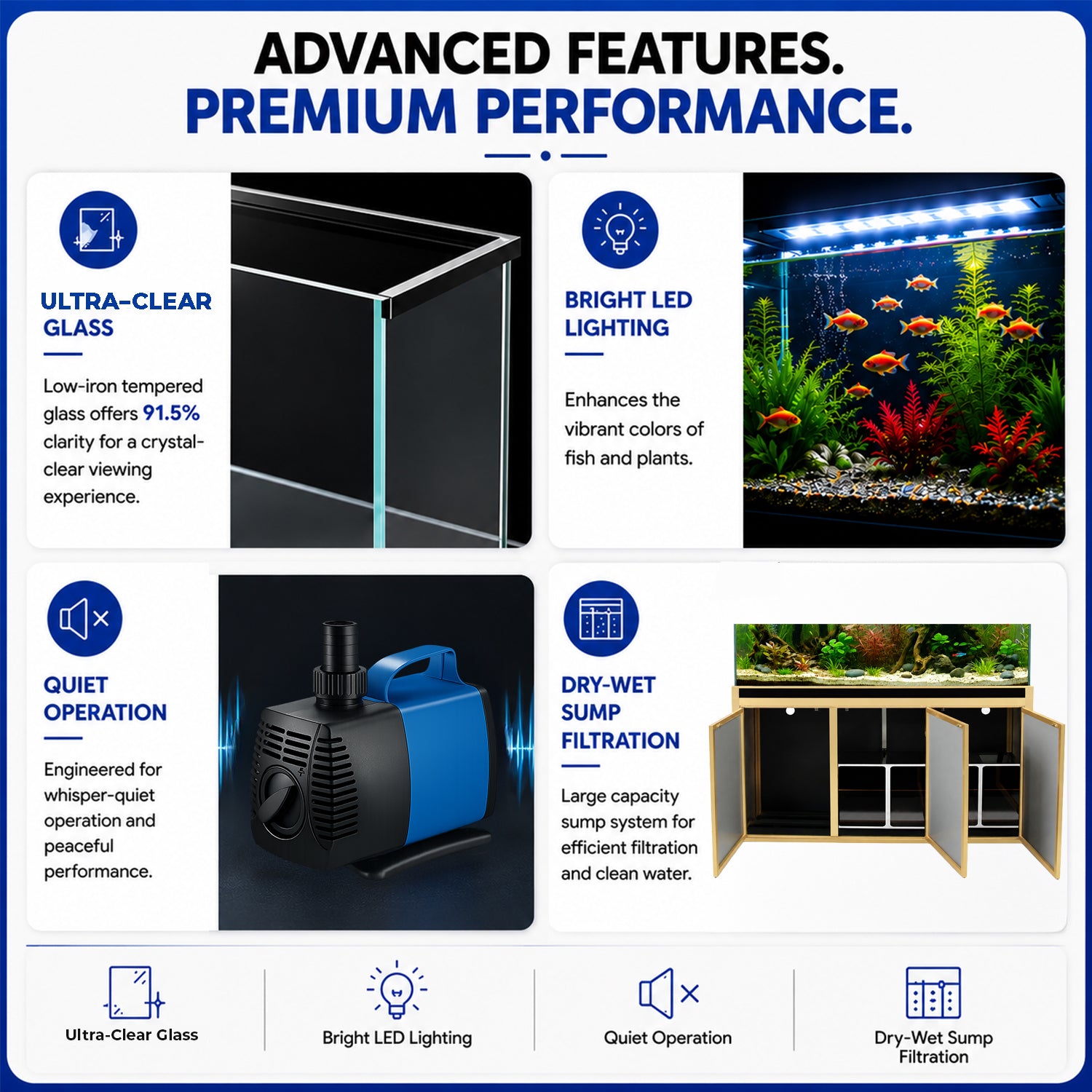 Aqua Dream 175 Gallon Tempered Glass Aquarium Black and Gold