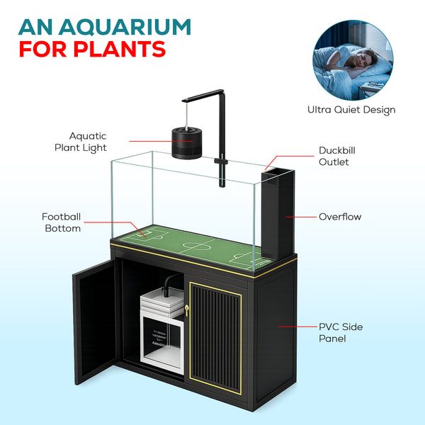 175 Gallon Plants Ranchu Aquarium with Ultra Clear Glass and Built in Sump All Black