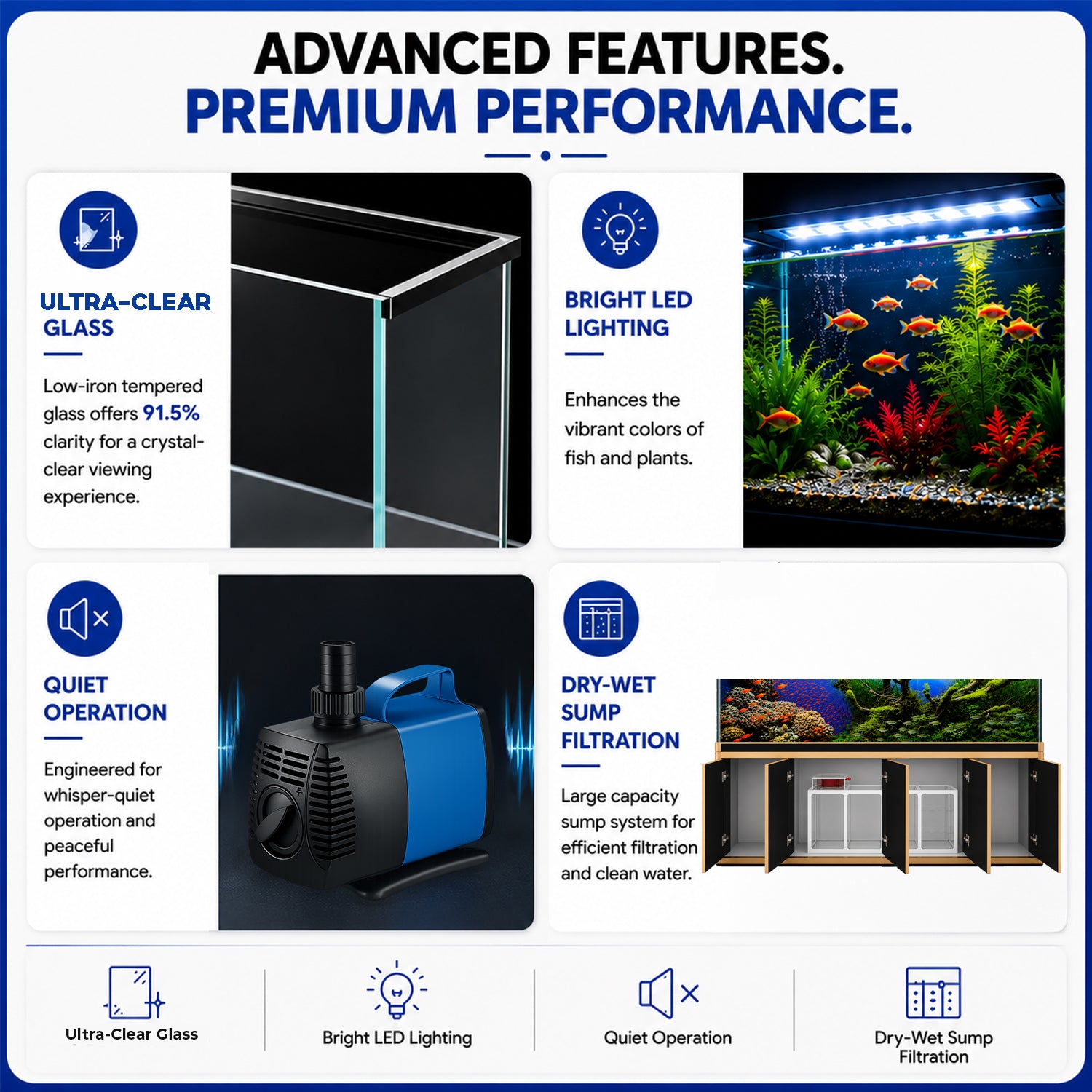 Aqua Dream 400 Gallon Tempered Glass Aquarium Black and Gold  - Updated