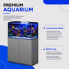 100 Gallon Fish Tank Coral Reef Aquarium With Stand, Built in Sump, Ultra Clear Glass - Silver