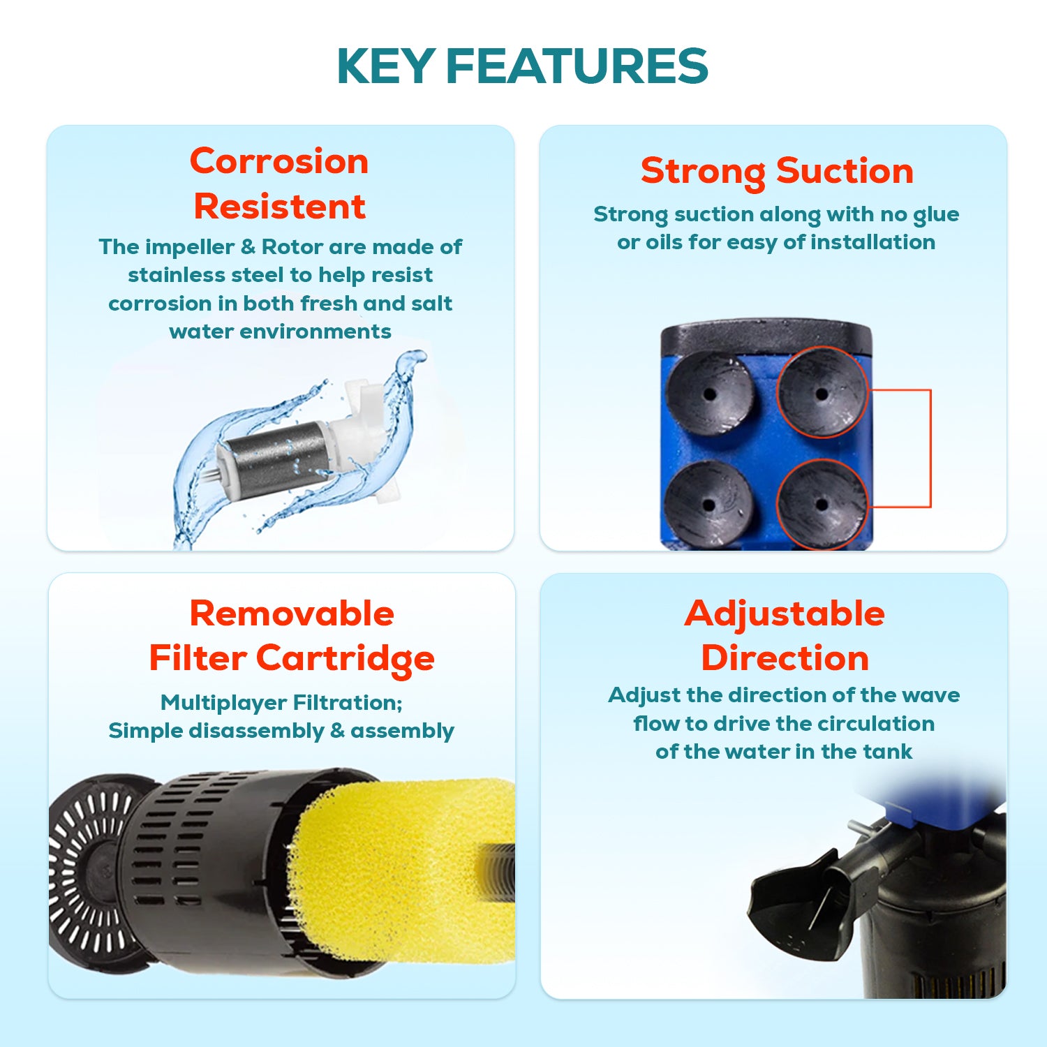 Aqua Dream 3合1水族箱内置过滤器水泵氧气泵 660 GPH