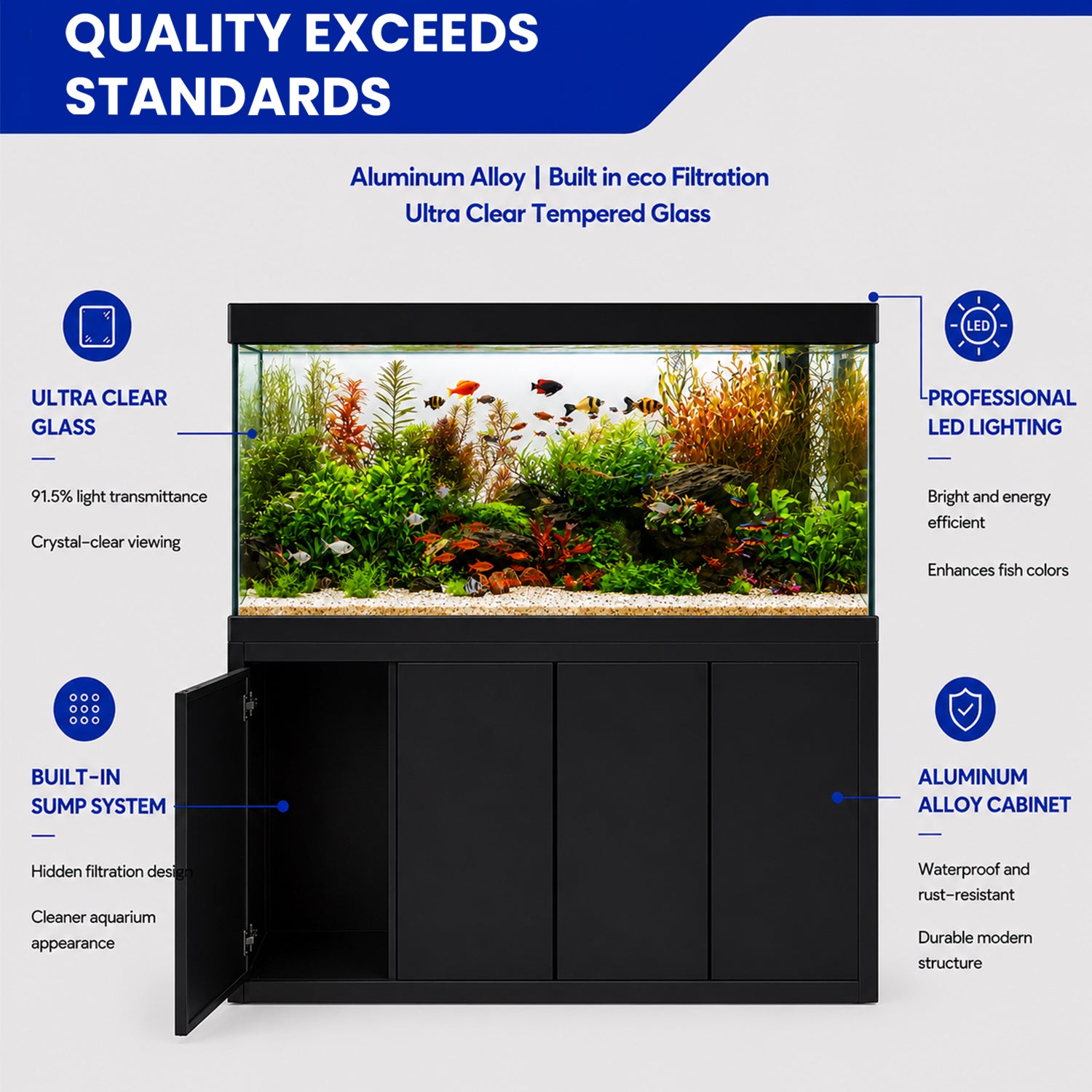 Aqua Dream 260 Gallon Aquarium Black Premium