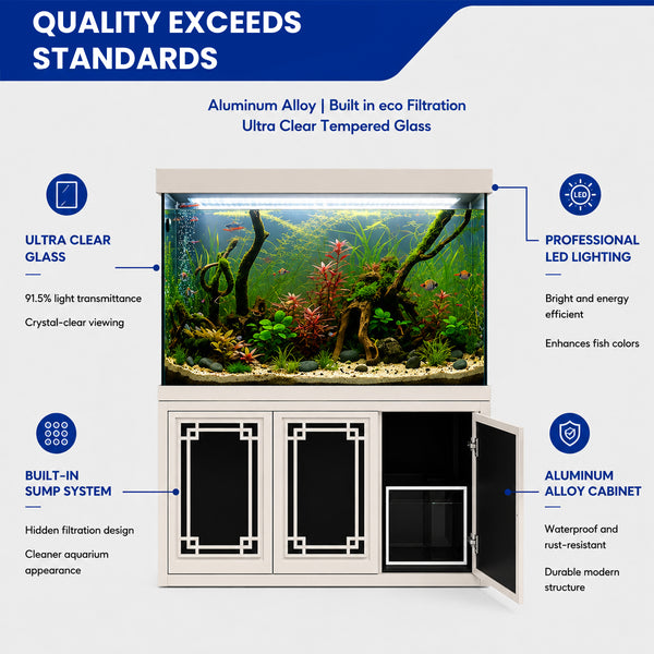 Aqua Dream 145 Gallon Tempered Glass Aquarium Silver Edition
