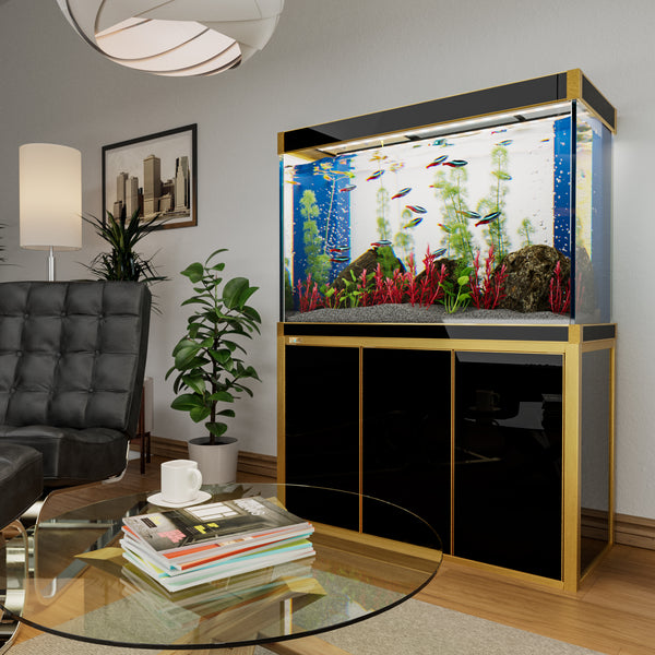 Aqua Dream 175 Gallon Tempered Glass Aquarium Black and Gold