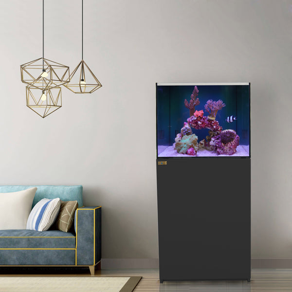 Coral Reef Aquarium 90 Gallon Ultra Clear Glass Tank & Built in Sump All Black