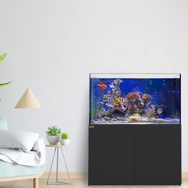 130 Gallon Coral Reef Aquarium Ultra Clear Glass Tank &d Built in Sump All Black