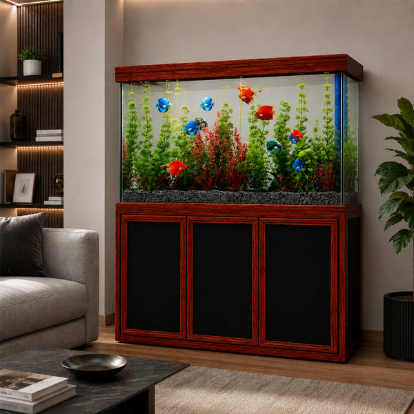 Aqua Dream 135 Gallon Tempered Glass Aquarium Redwood