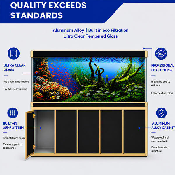 Aqua Dream 400 Gallon Tempered Glass Aquarium Black and Gold  - Updated