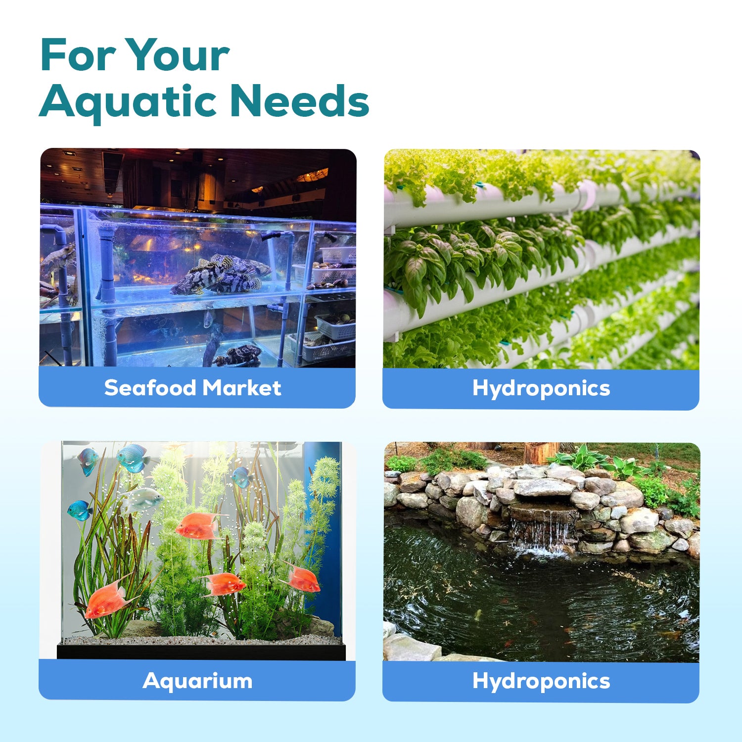 10W Oxygen Air Pump Output 4×59 GPH, 4-Outlet Adjustable Aerator Pump for Aquariums & Ponds up to 600 Gallons