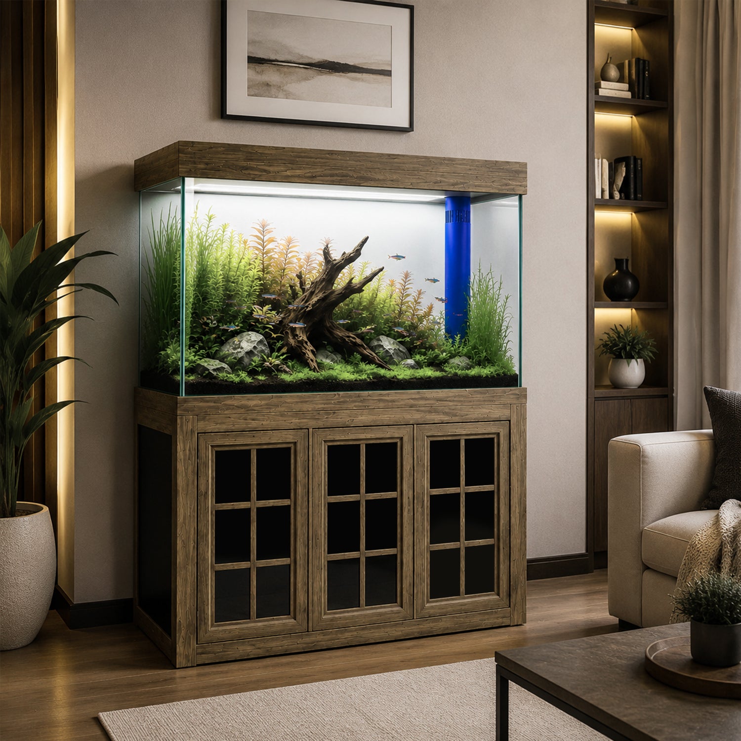 Aqua Dream 145 Gallon Tempered Glass Aquarium Darkwood