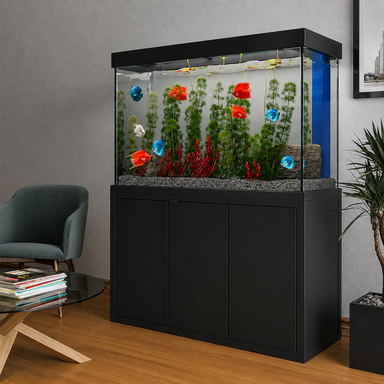 175 Gallon Aquarium with Cabinet | Large Glass Fish Tank