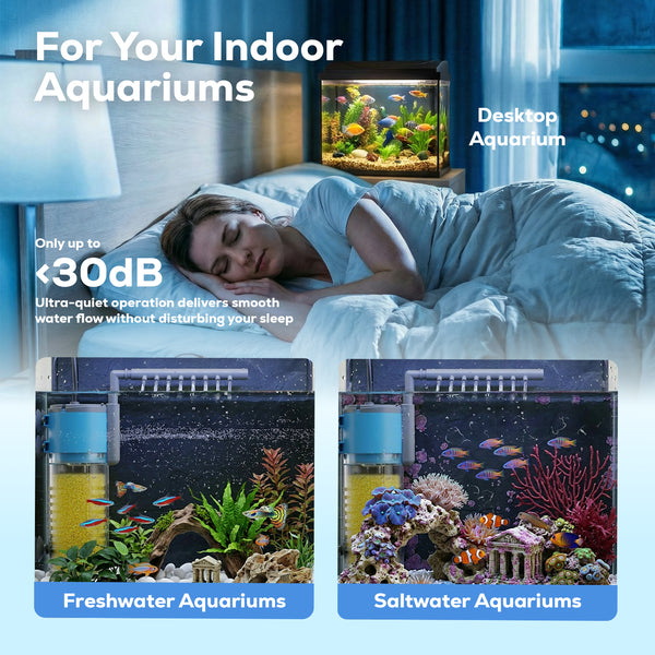 Aqua Dream 185 GPH 3-in-1 Internal Filter Pump Oxygen Rain Fish Tank