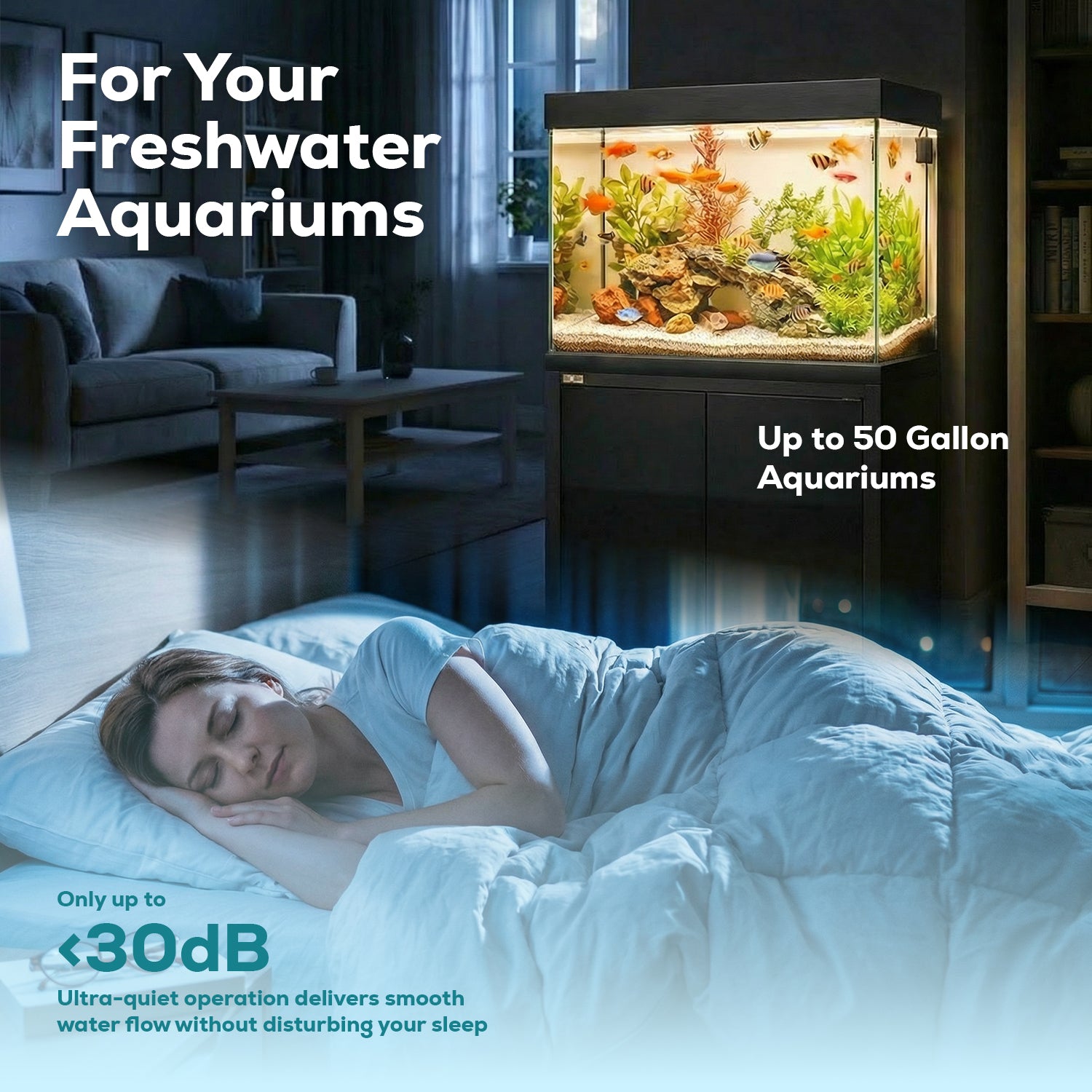 Aqua Dream 3合1水族箱内置过滤器水泵氧气泵 660 GPH