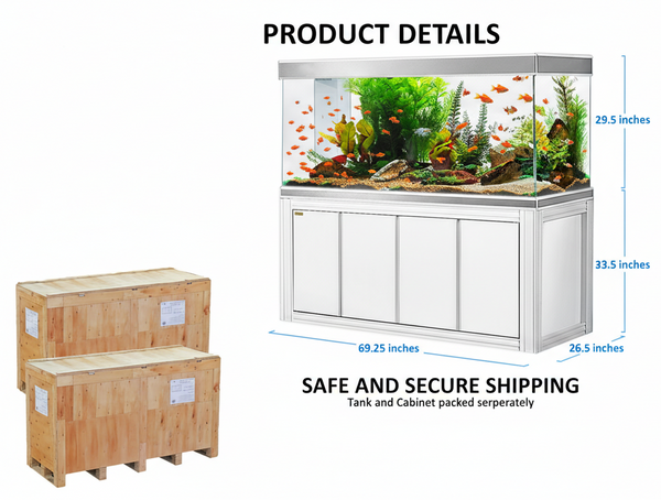 Aqua Dream 235 Gallon Tempered Glass Tanks Aquarium White & Silver with Premium Filtration System