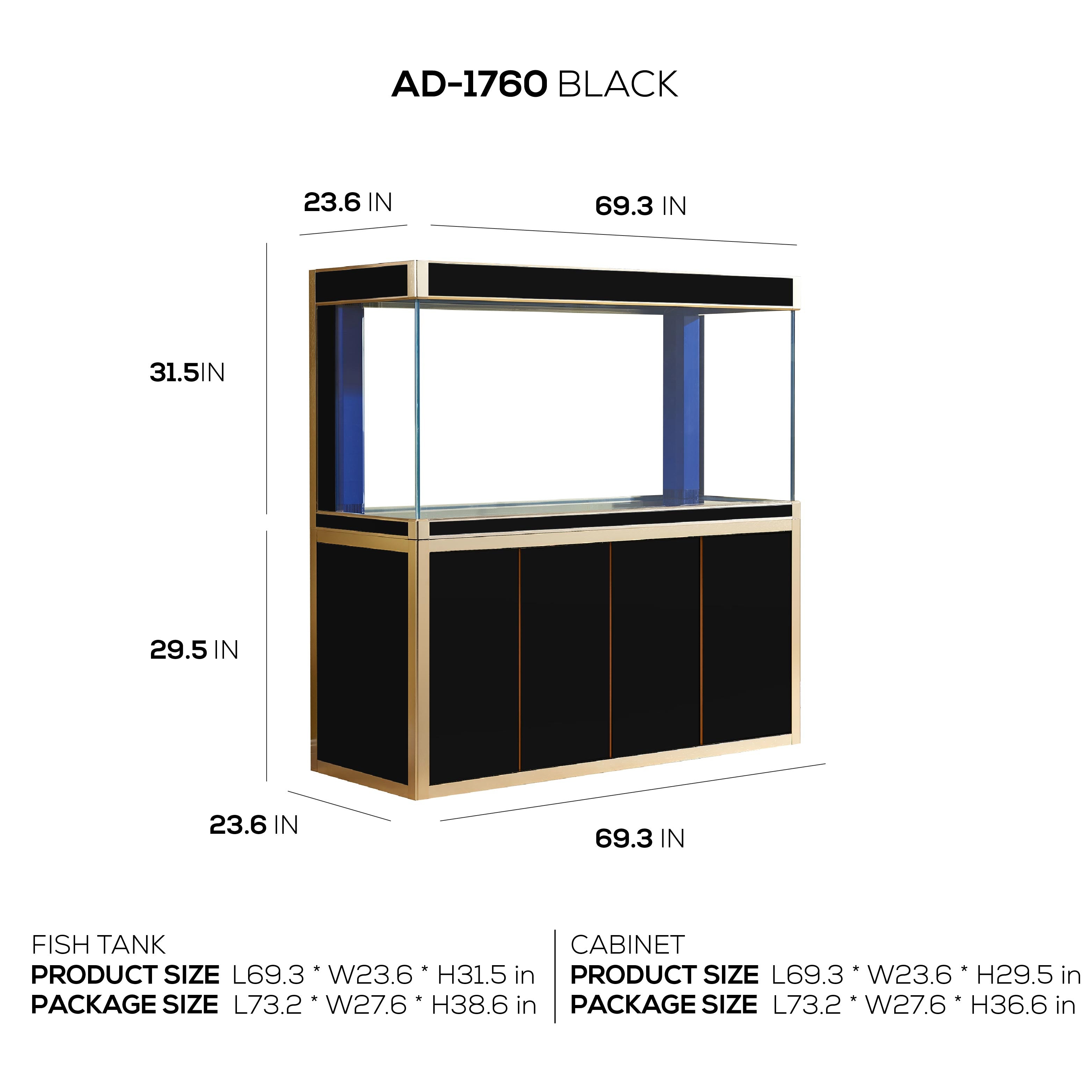 Aqua Dream 400 Gallon Tempered Glass Aquarium Black and Gold