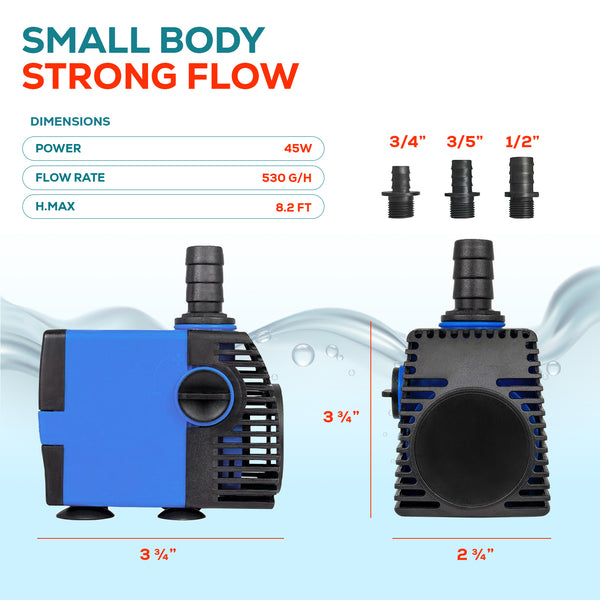 Aqua Dream 530 GPH Adjustable Water Pump Fountain Pond