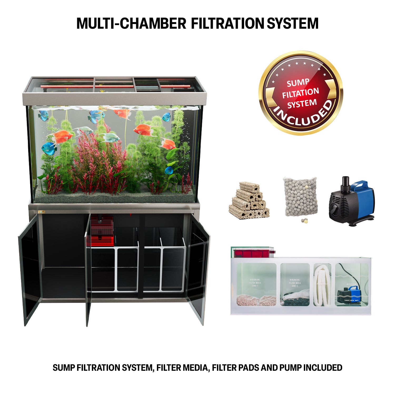 Aqua Dream 145 Gallon Tempered Glass Aquarium Silver Edition