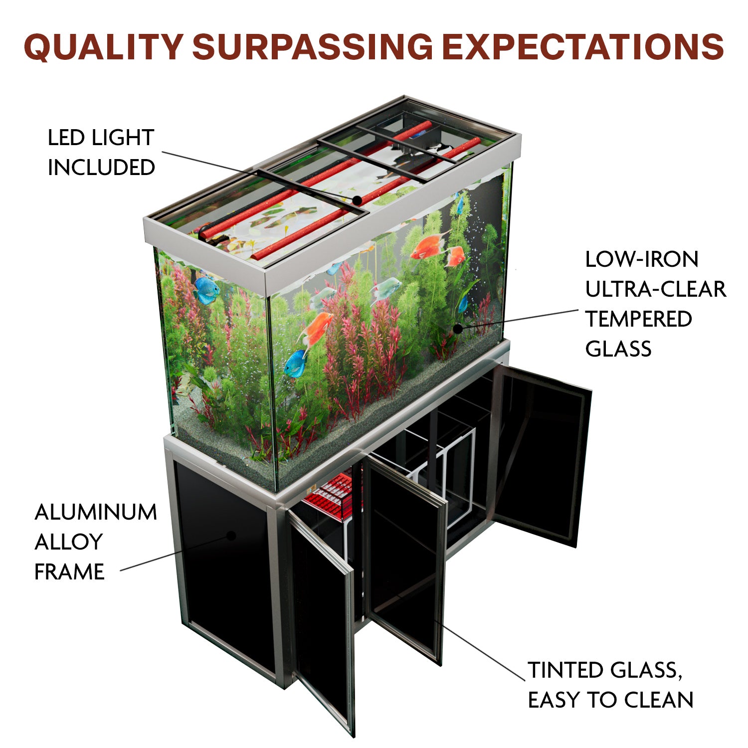 Aqua Dream 145 Gallon Tempered Glass Aquarium Silver Edition