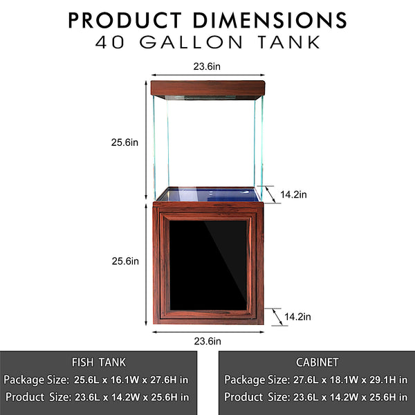 dimensions of a 40 lb fish box Aqua Dream 40 Gallon Tempered Glass Aquarium Redwood