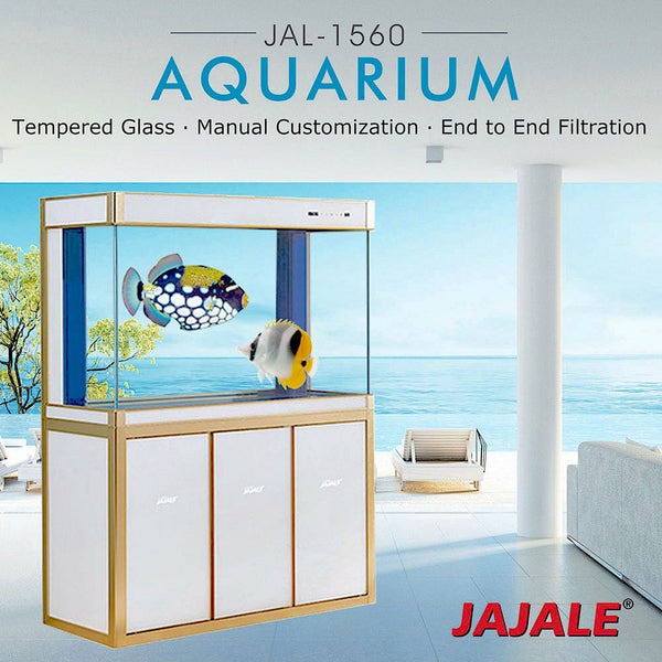 Aqua Dream 175 Gallon Tempered Glass Aquarium White and Gold