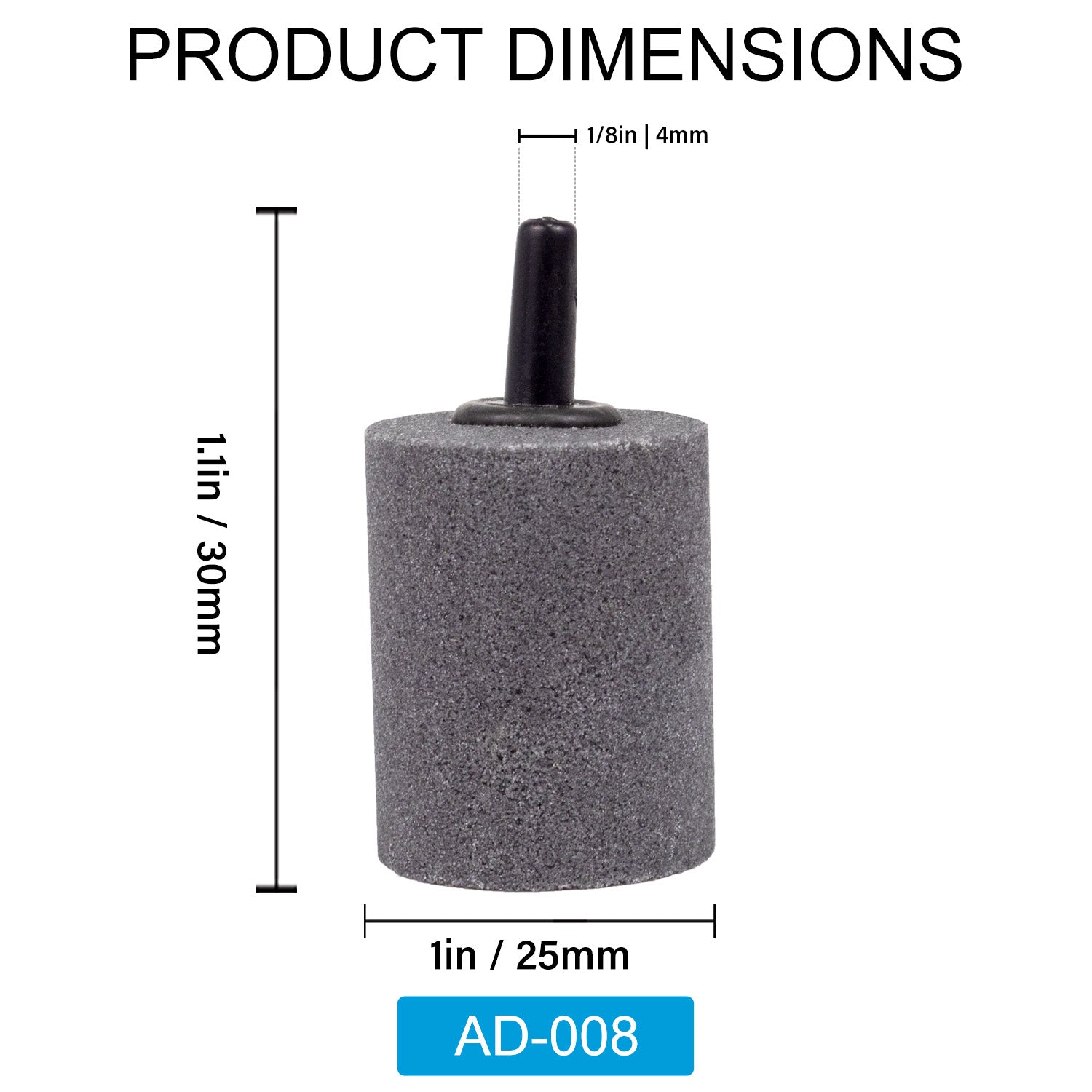 Hao Pro 1 Inch Air Stone Cylinders (10-Pack) – Mineral Bubble Diffusers For Aquarium, Hydroponics – Gray