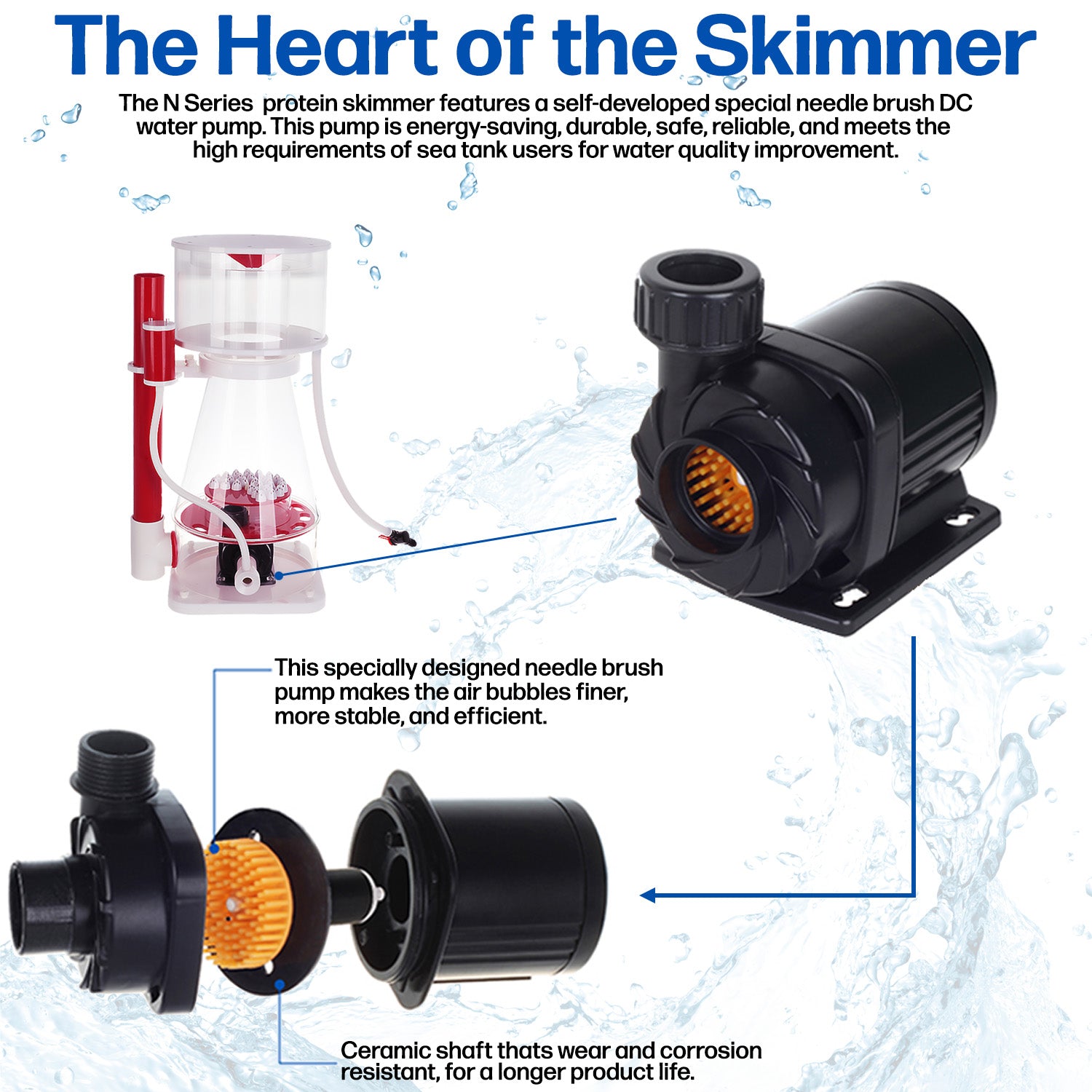 Protein Skimmer 200-500 Gal Ocean Coral Reef Fish Saltwater Aquarium Pump AD-C7PLUS