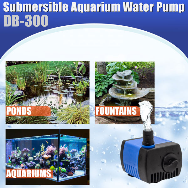 90 GPH Adjustable Submersible Water Pump for Aquariums