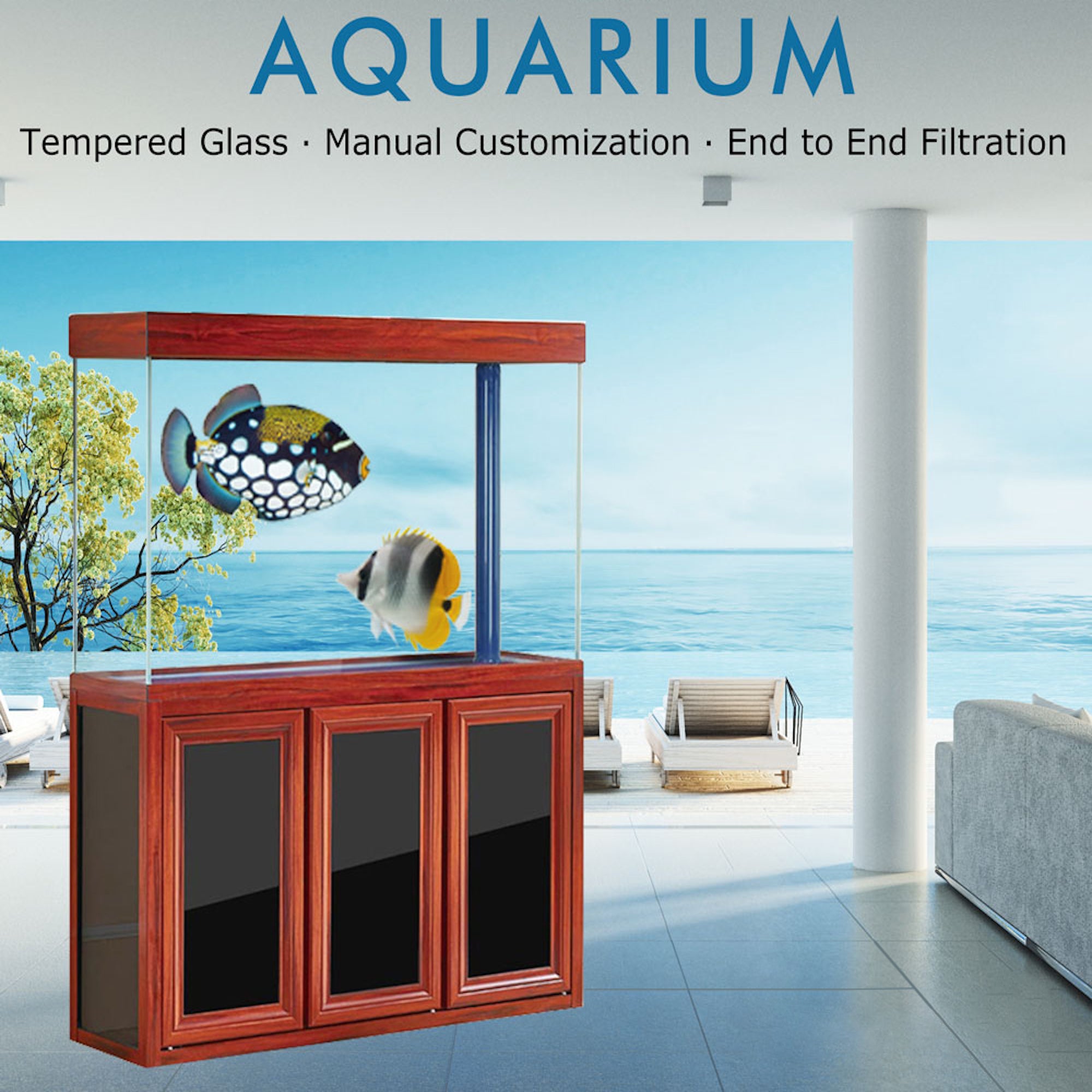 Aqua Dream 175 Gallon Tempered Glass Aquarium Redwood