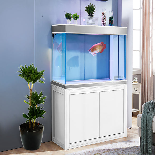 Aqua Dream Tempered Glass Aquarium 260 Gallon Fish Tank White and Silv