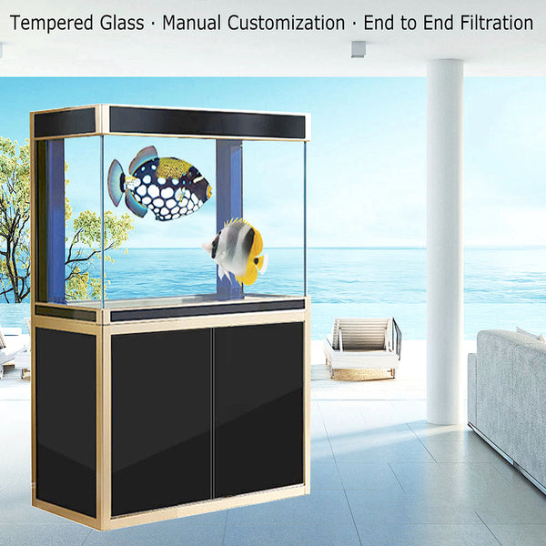 Aqua Dream 100 Gallon Tempered Glass Aquarium Black and Gold