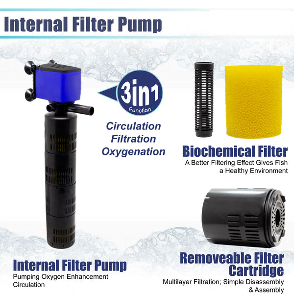 Dream Aquarium Internal Filter Water Pump Oxygen 660 GPH