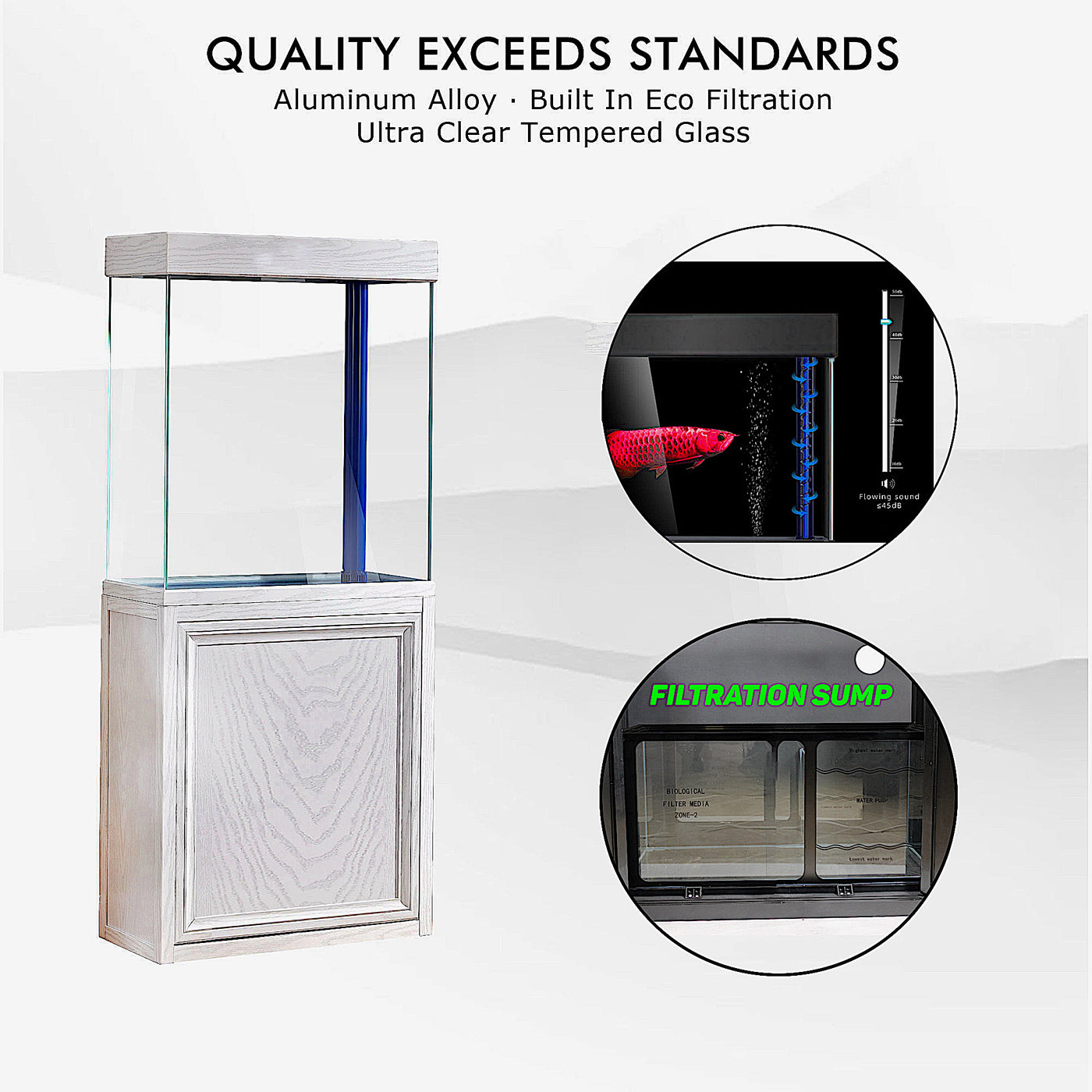 Aqua Dream 40 Gallon Tempered Glass Aquarium White Oak