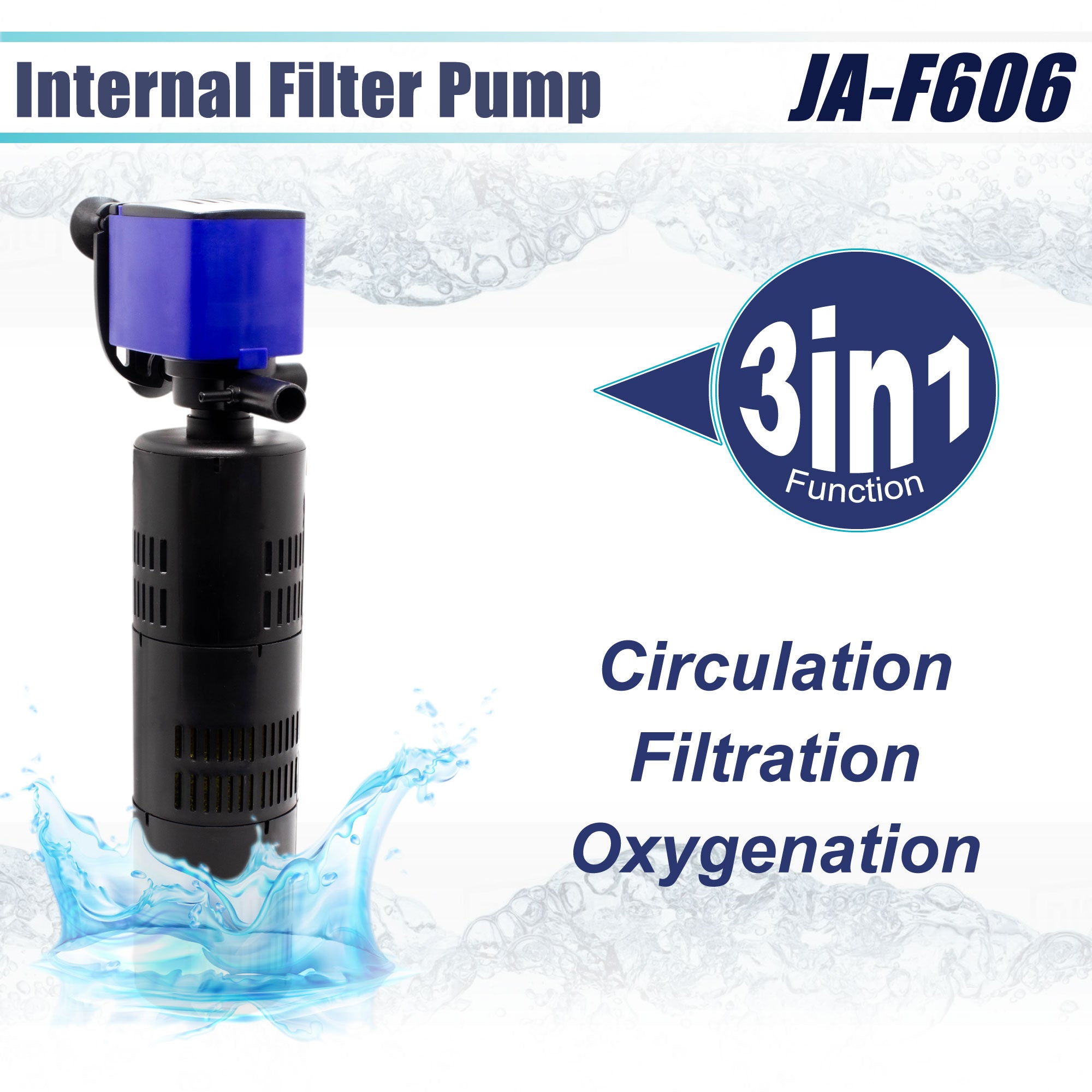 Aqua Dream 3in1 Aquarium Internal Filter Water Pump Oxygen 475 GPH