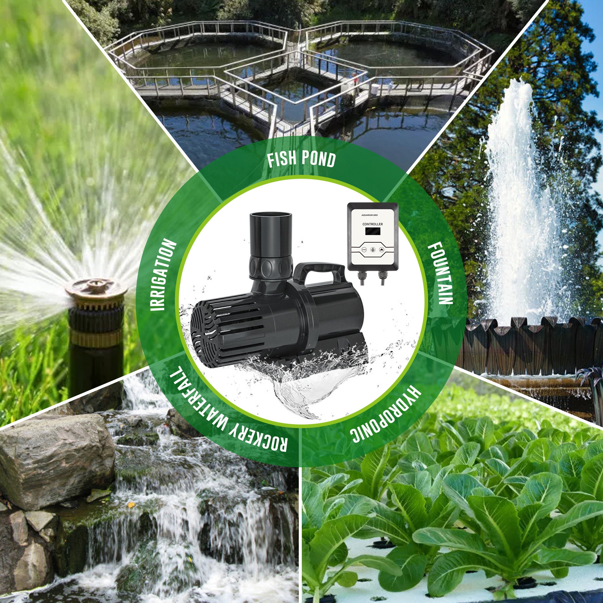 4230 GPH External & Submersible Water Pump 160W Variable Frequency with External Controller