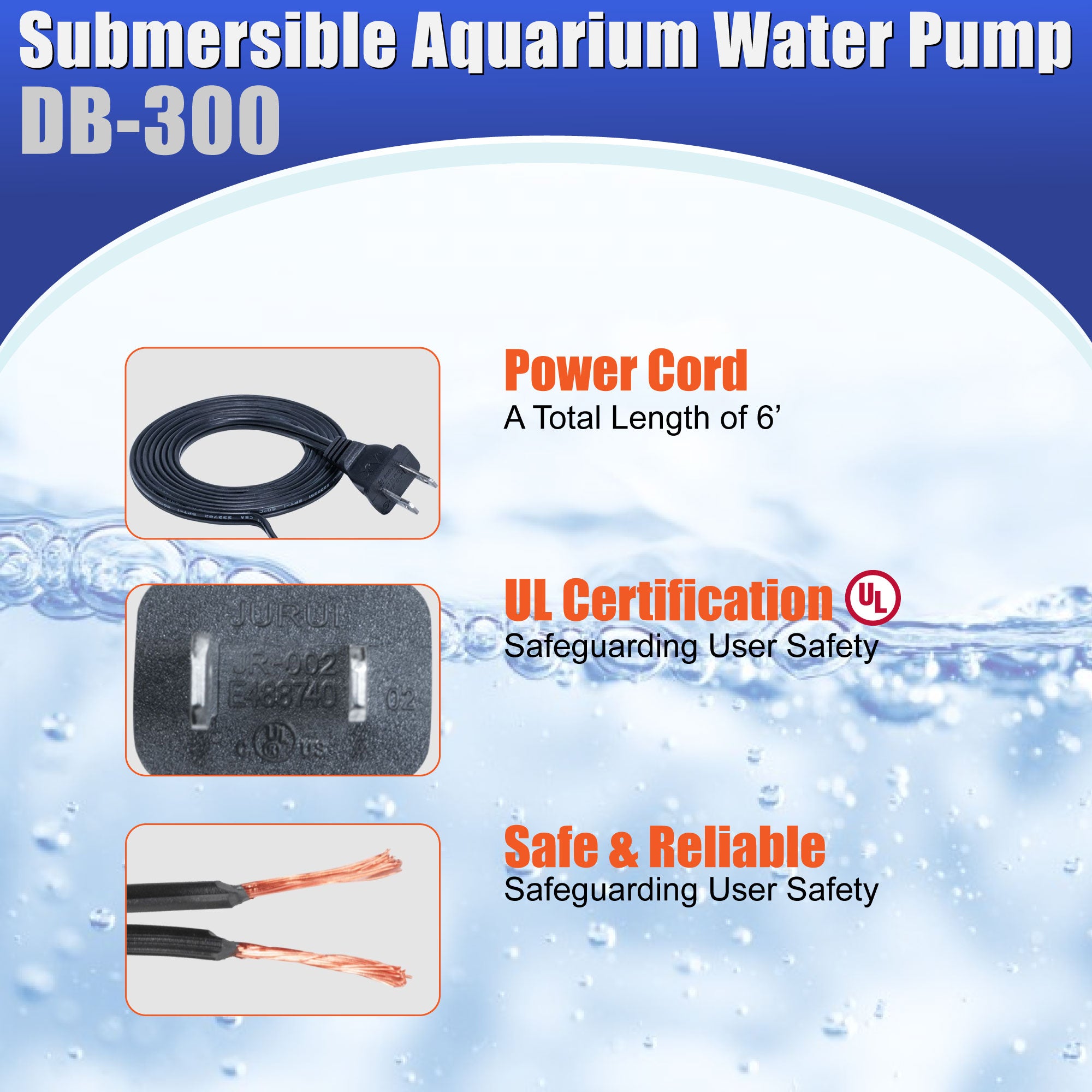 90 GPH Adjustable Submersible Water Pump for Aquariums